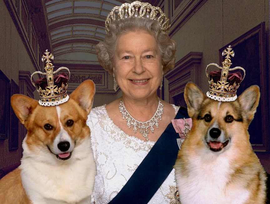 The-Queen-with-two-corgie