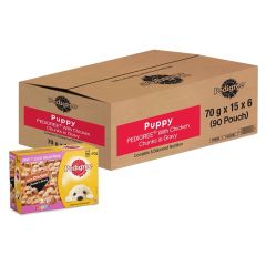 Pedigree Puppy Wet Dog Food, Chicken Chunks in Gravy, 70 g (Pack of 90)