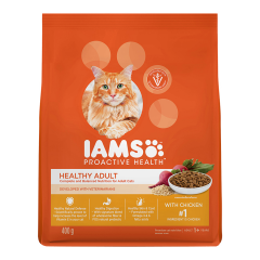 IAMS Proactive Health, Healthy Adult (1+ Years) Dry Premium Cat Food with Chicken & Salmon Meal, 400g