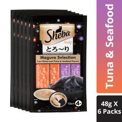 Sheba Melty Adult Premium Cat Snack, Katsuo and Katsuo Salmon, 48 g (Pack of 6)