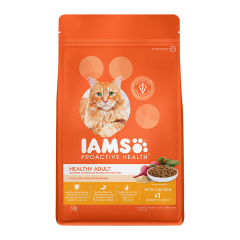 IAMS Proactive Health, Healthy Adult (1+ Years) Dry Premium Cat Food with Chicken & Salmon Meal, 3Kg