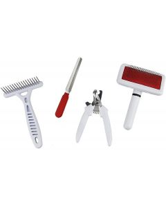 Petsworld Professional Pet Grooming Kit for Dog and Cat Four Tools White (Small)