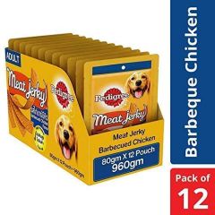 .Pedigree Meat Jerky Adult Dog Treat , Barbecued Chicken, 12 Packs (12 x 80g)