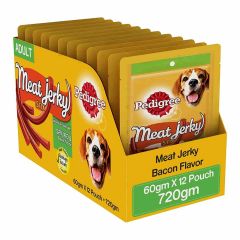 Pedigree Meat Jerky Stix Adult Dog Treat, Bacon, 12 Packs (12 x 60g)