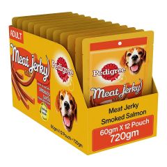 Pedigree Meat Jerky Adult Dog Treat , Smoked Salmon, 12 Packs (12 x 60g)