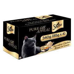 Sheba Premium Wet Cat Food Food, Succulent Chicken Breast in Gravy, 4 Cans (4 x 85g)