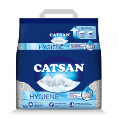 CATSAN Hygiene Plus Triple Odor Control 100% Natural Cat Litter, 10 L