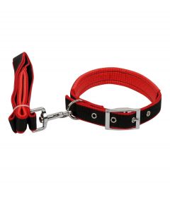 Petsworld Color Combo Leash and Collar Set with Extra Neck Padded for Dog Red Black