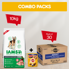 IAMS Proactive Health for Adult (1.5+ Years) German Shepherd Premium Dry Dog Food, 10 Kg Pedigree Combo Offer