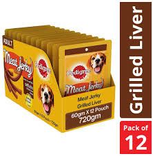 Pedigree Meat Jerky Adult Dog Treat , Grilled Liver, 12 Packs (12 x 60g)