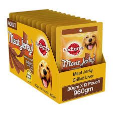 .Pedigree Meat Jerky Adult Dog Treat , Grilled Liver, 12 Packs (12 x 80g)
