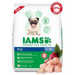 .IAMS Proactive Health for Adult (1.5+ Years) Pug Premium Dry Dog Food, 3 Kg