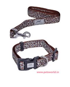 Pets Empire Animal Print Dog Collar + Leash Set Medium