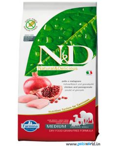 Farmina N&D Grain Free Chicken & Pomegranate Adult Dog Food 12 Kg ( Medium and Maxi)