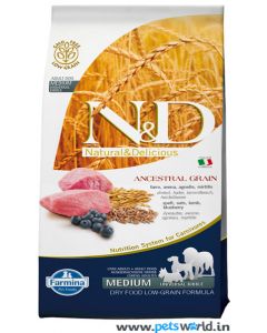 Farmina N&D Low Grain Lamb & Blueberry  Adult  Dog Food 12 Kg (Medium& Maxi)