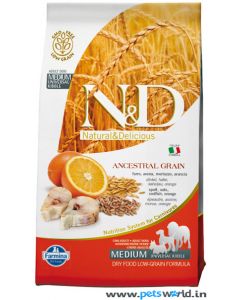 Farmina N&D Low Grain Codfish & Orange Adult Dog Food 12 Kg ( Medium)