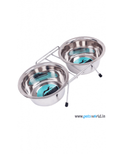Pets Empire Double Dog Feeding Bowls Set Polished 2 x 450 ml