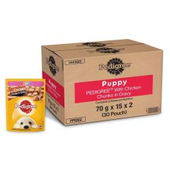 Pedigree Puppy Wet Dog Food, Chicken Chunks in Gravy, 70 g (Pack of 30)