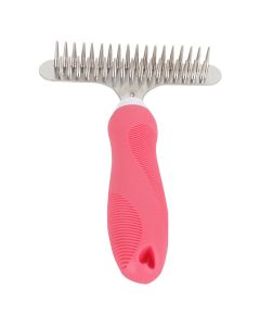 Petsworld Pet Dog & Cat Shedding Grooming Hair Fur Anti-Static Brush Rake Comb Tool dark Pink
