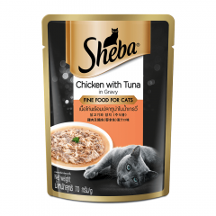 Sheba Rich Premium Adult (+1 Year) Fine Wet Cat Food, Chicken With Tuna In Gravy- 70g Pouch