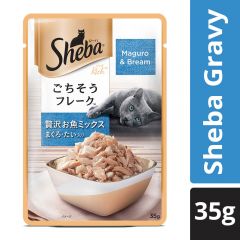 Sheba Premium Wet Cat Food Food, Fish Mix (Maguro & Bream), 35g Pouch 