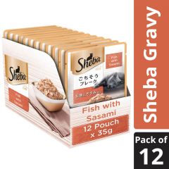 Sheba Premium Wet Cat Food, Fish with Sasami, 12 Pouches (12 x 35g)