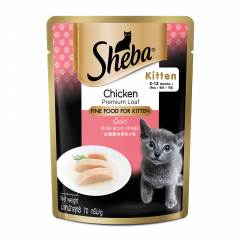Sheba Rich Premium Kitten (2-12 Months) Fine Wet Cat Food, Chicken Loaf- 70g Pouch