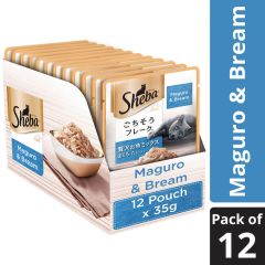 .Sheba Premium Wet Cat Food, Fish Mix (Maguro & Bream), 12 Pouches (12 x 35g)