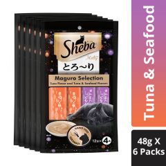 Sheba Melty Premium  Cat Snack Food, Tuna & Tuna-Seafood, 6 Packs (6 x 48g)