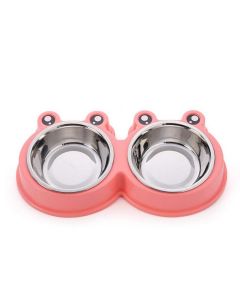 Petsworld Stainless Steel Double Food and Water Bowl for Cat/Puppy, XS(Pink)