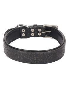 Petsworld Adjustable Soft Padded Textured Leather Dog Collar -Width  3.75 cm (1.5 Inch) Black
