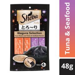 Sheba Melty Premium  Cat Snack Food, Tuna & Tuna-Seafood, 48g Pack (4 Sticks) 